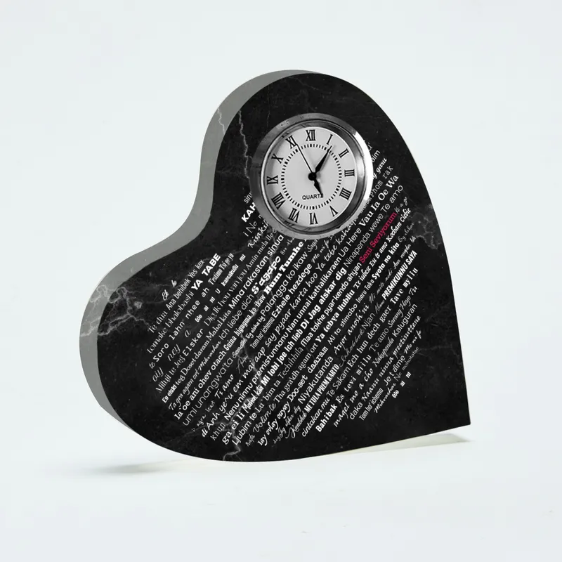 Heart-Shaped Multilingual Love Clock for Her