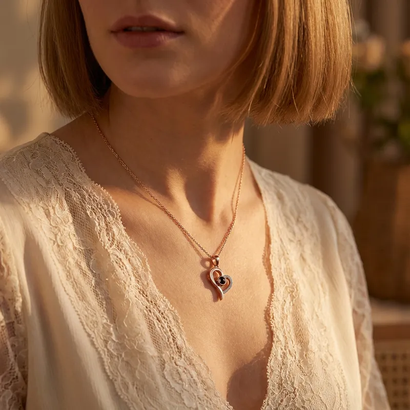 100 Languages I Love You Heart Necklace Steel