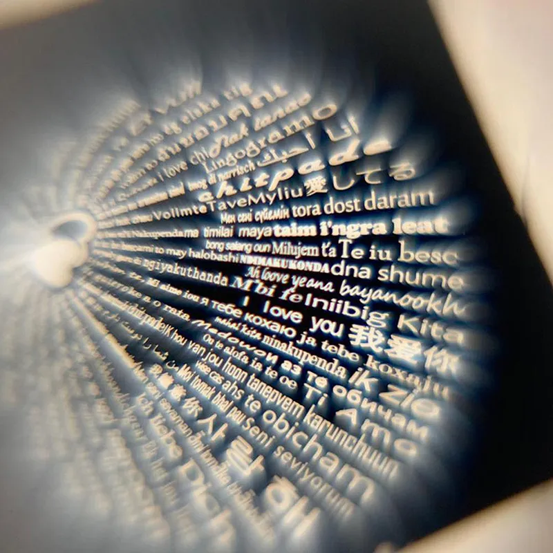 100 Languages I Love You Silver Necklace Gift Set with Personalized Wooden Box and Mini Corsage