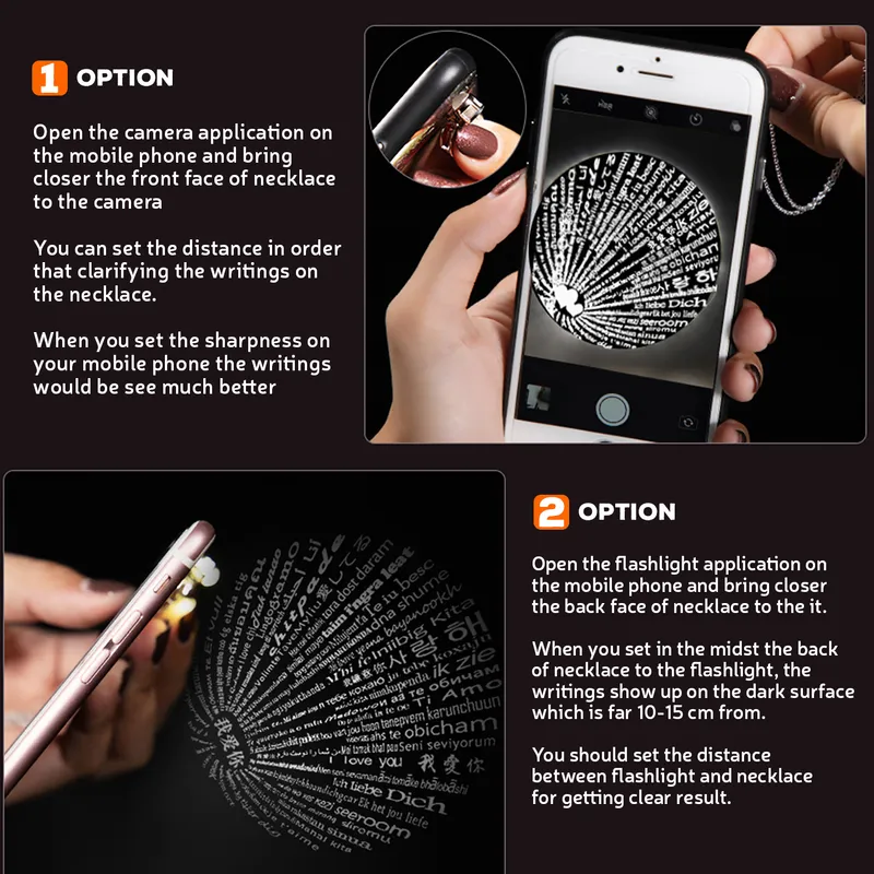 100 Languages I Love You Silver Necklace Gift Set with Wooden Box and Mini Corsage