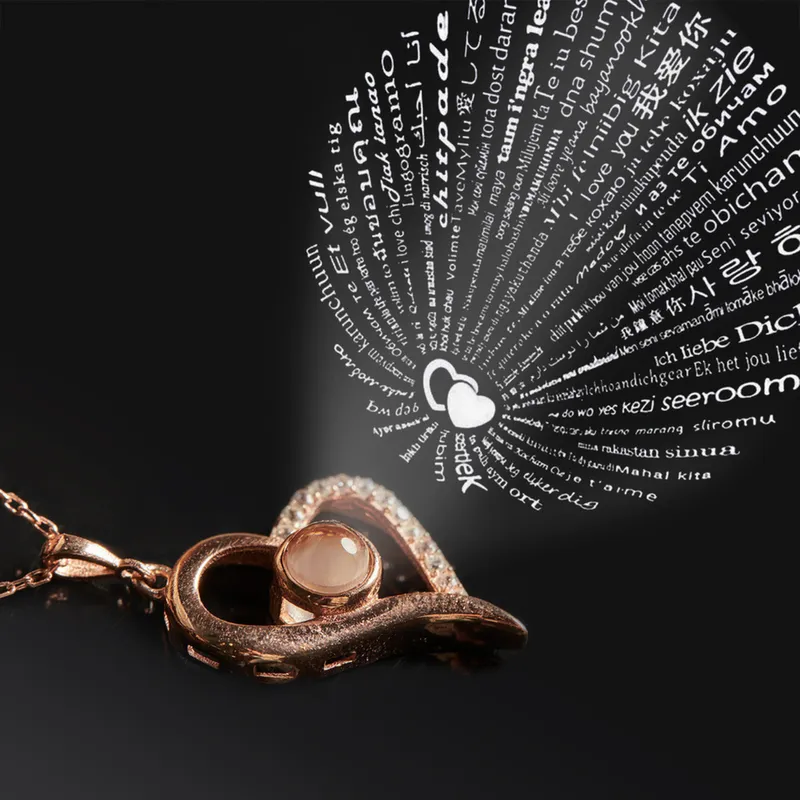 100 Languages Love Necklace Romantic Memory Gift Box