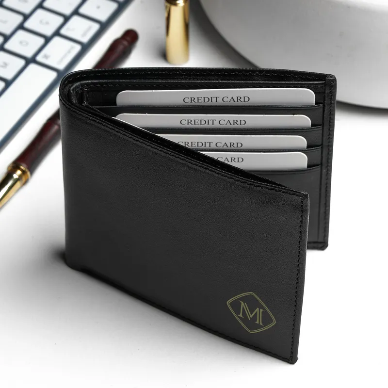 Personalised Leather Wallet with Initials for Men