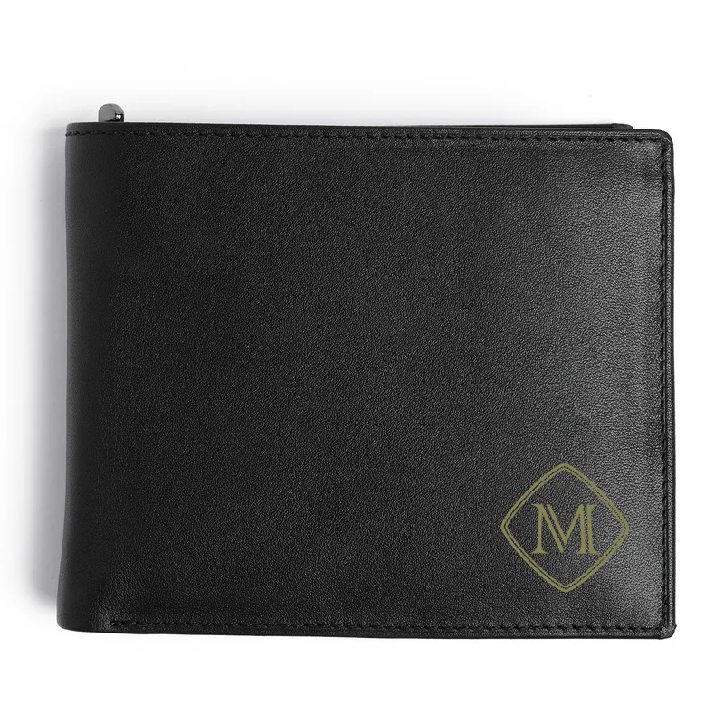 Personalised Leather Wallet with Initials for Men