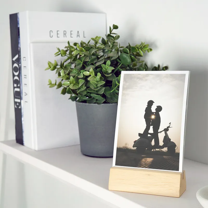 Personalised Photo Print Set with Wooden Display Stand 4x6