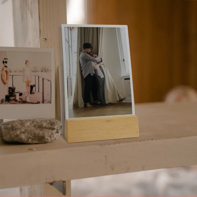 Personalised Photo Print Set with Wooden Display Stand 4x6