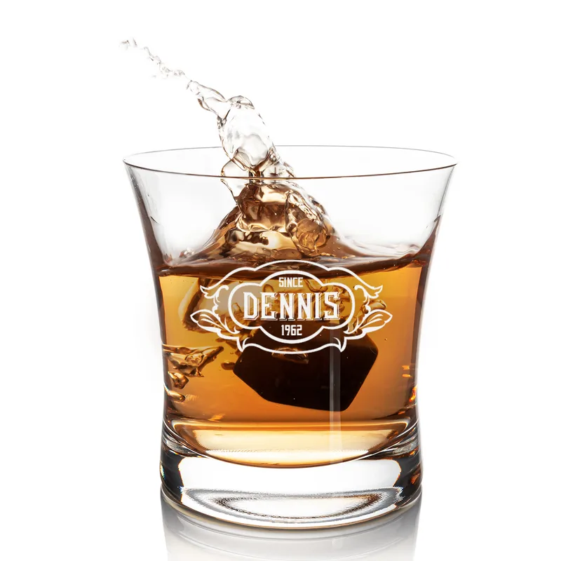 Personalised Whiskey Glass Set with Wooden Gift Box