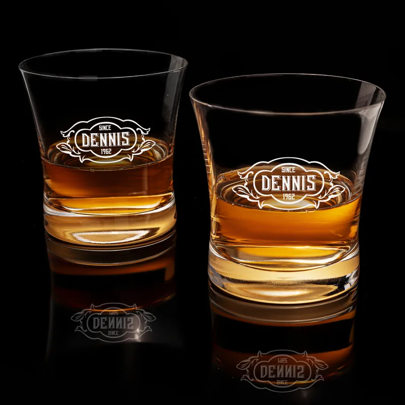 Personalised Whiskey Glass Set with Wooden Gift Box