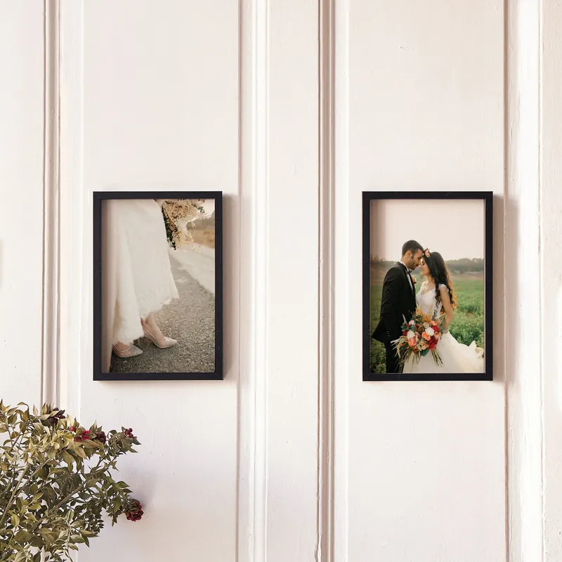 2pcs Black Picture Frame Set with Custom Photo Prints