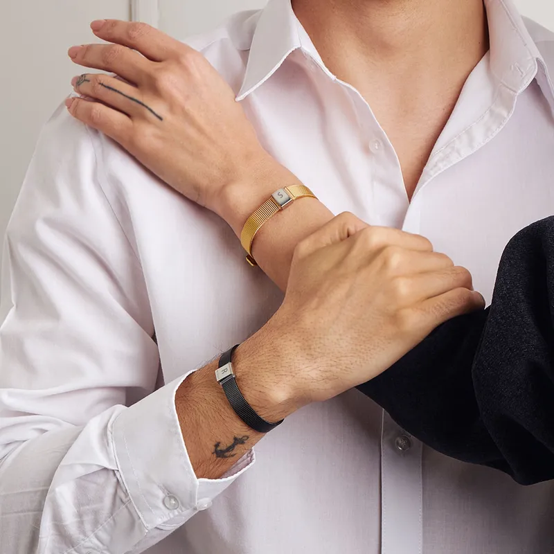 Personalised Couples Initials and Date Bracelet Set