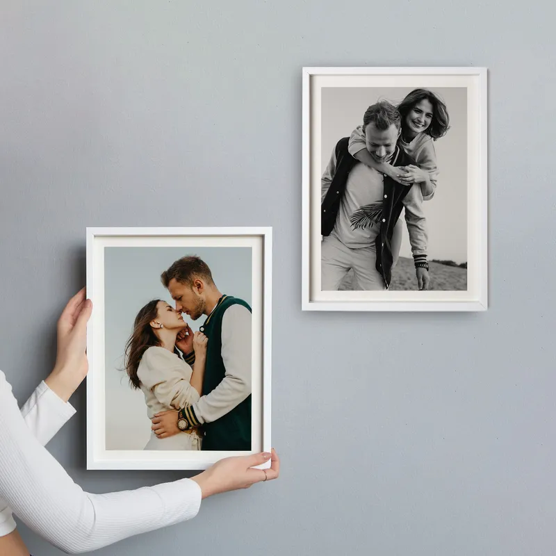 2pcs Self Adhesive Photo Frame Set with Mat Bordered Photo Print 11.75 x 15.75 inches