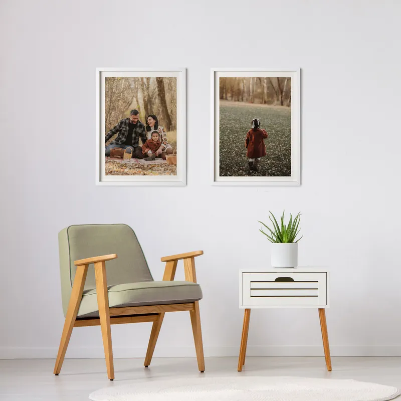 2pcs Self Adhesive Photo Frame Set with Mat Bordered Photo Print 11.75 x 15.75 inches