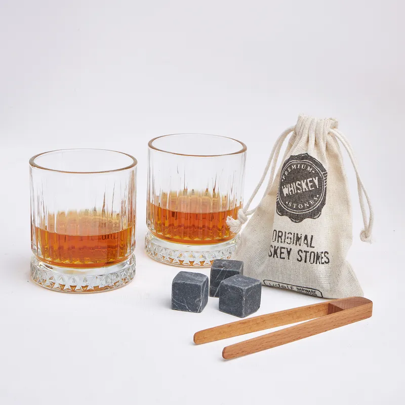 30 Years Old Design Wooden Box Glasgov 2x Whiskey Glass and Cooling Stones Set