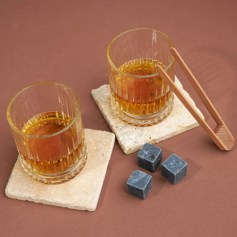 30 Years Old Design Wooden Box Glasgov 2x Whiskey Glass and Cooling Stones Set