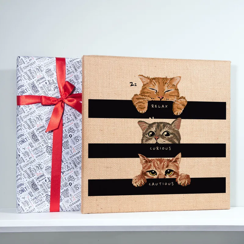 3 Faces of Cat Designed Wicker Painting