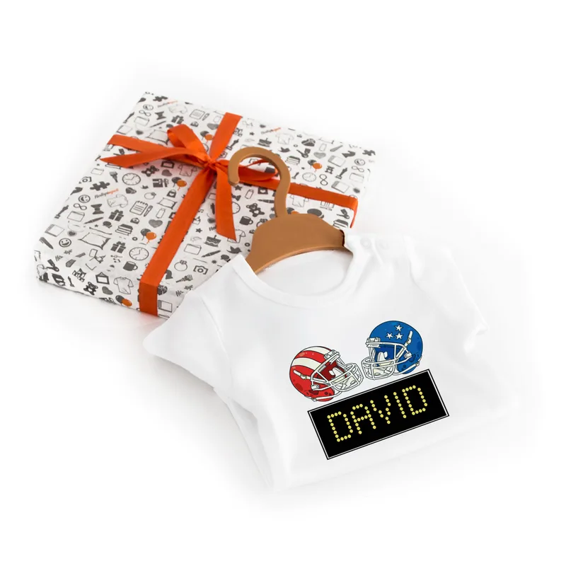 3 Piece Baby Bodysuit with Football Design