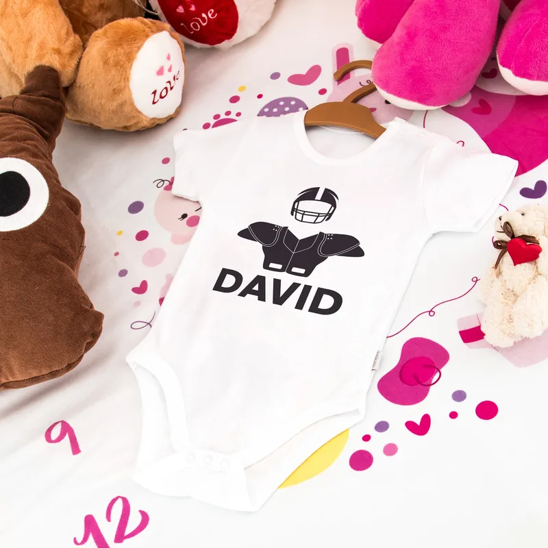 3 Piece Baby Bodysuit with Football Design