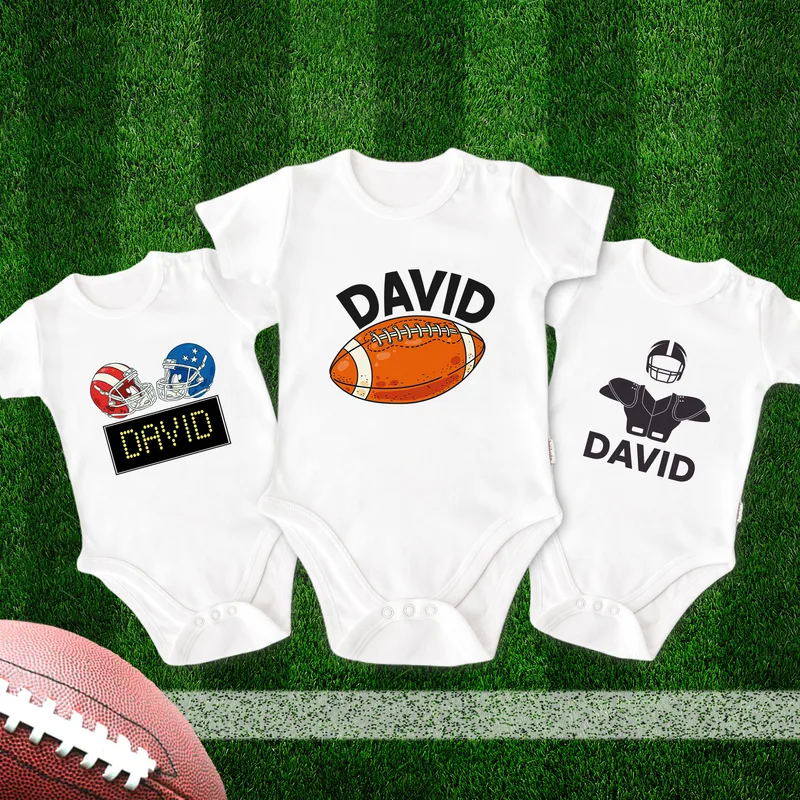 3 Piece Baby Bodysuit with Football Design