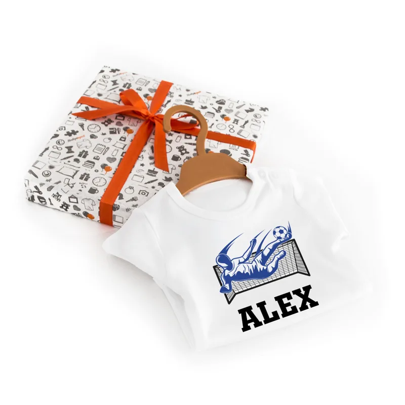 3 Piece Baby Bodysuit with Soccer Design