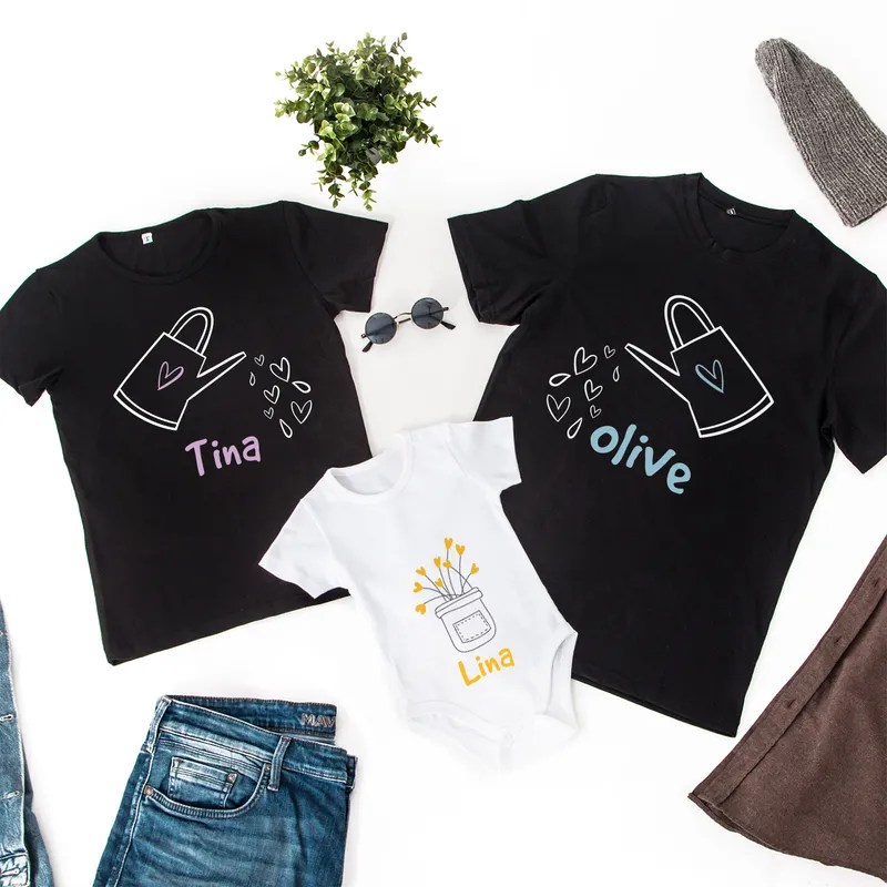 Personalised Family Matching T-Shirt and Baby Bodysuit Set