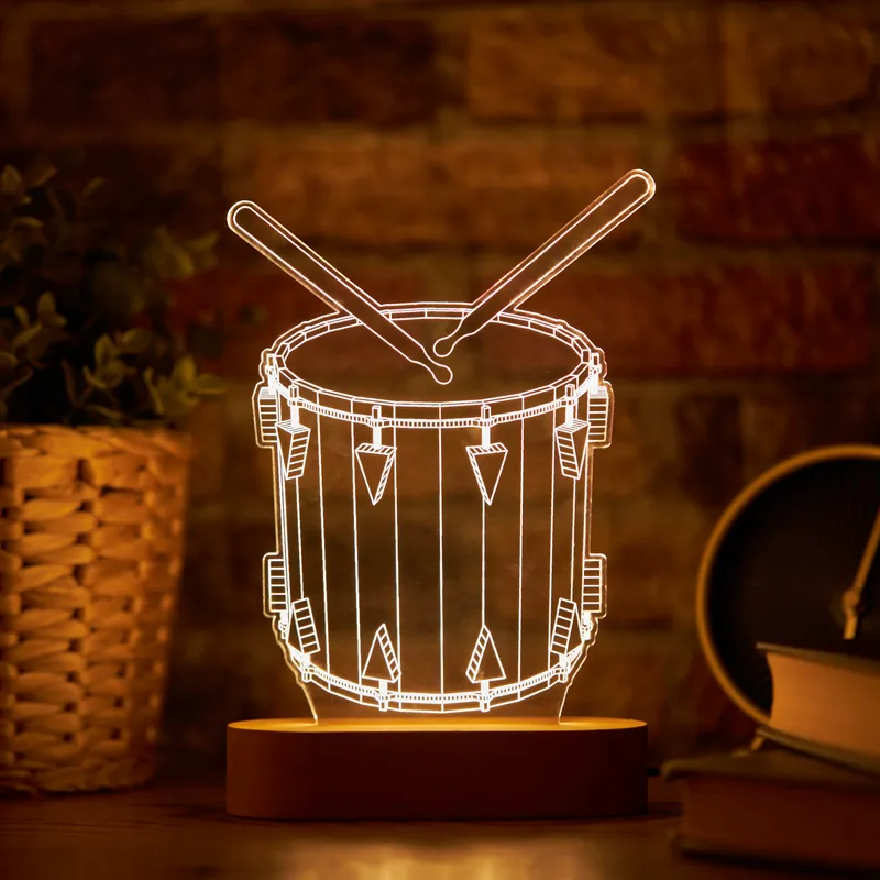 3D Drum Design LED Night Light
