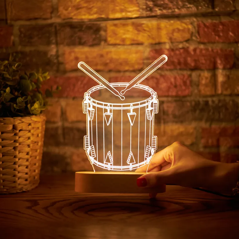 3D Drum Design LED Night Light