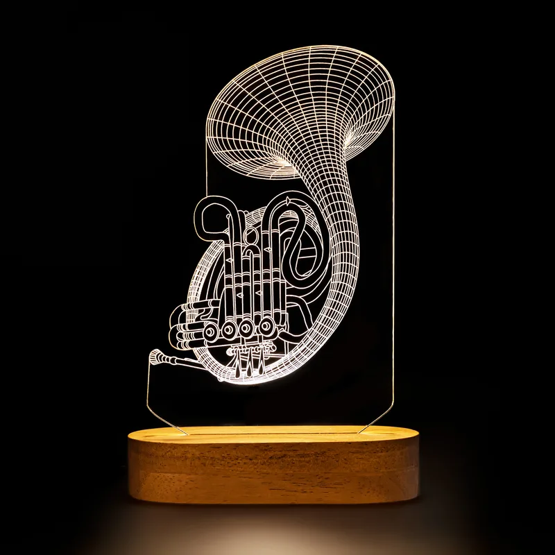 3D French Horn Design LED Lamp