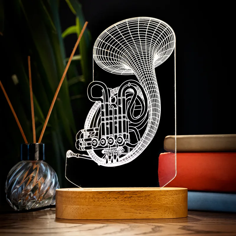 3D French Horn Design LED Lamp