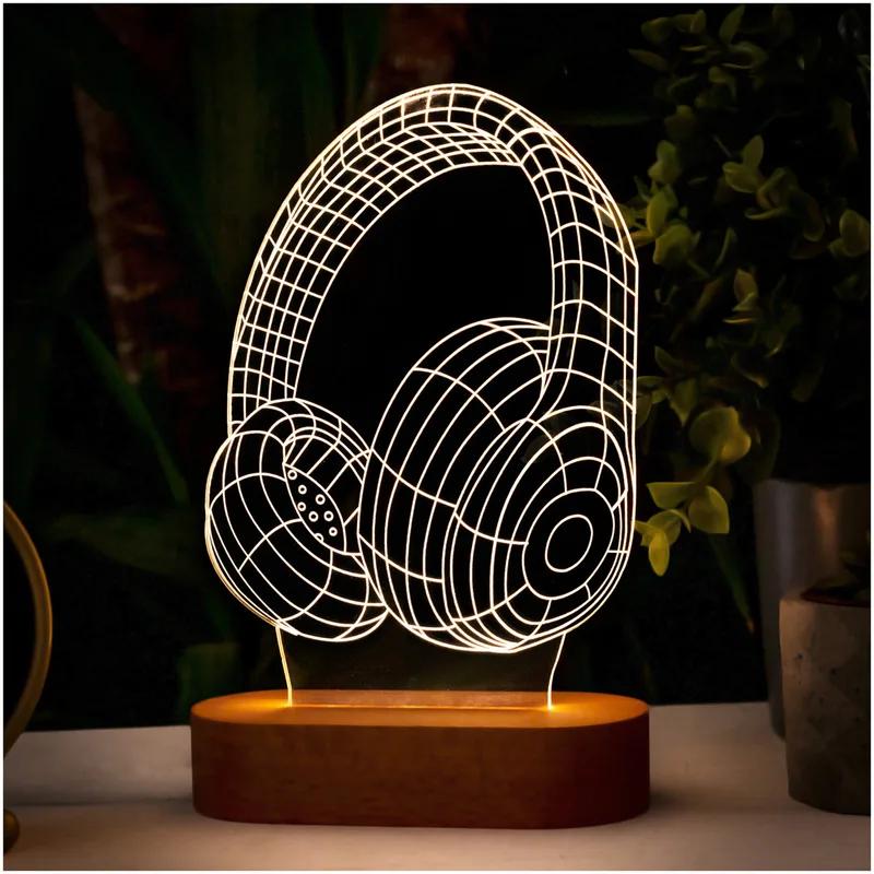 3D Headphone Design Led Lamp