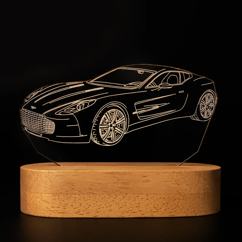 Car Enthusiast 3D LED Night Light for Speed Lovers