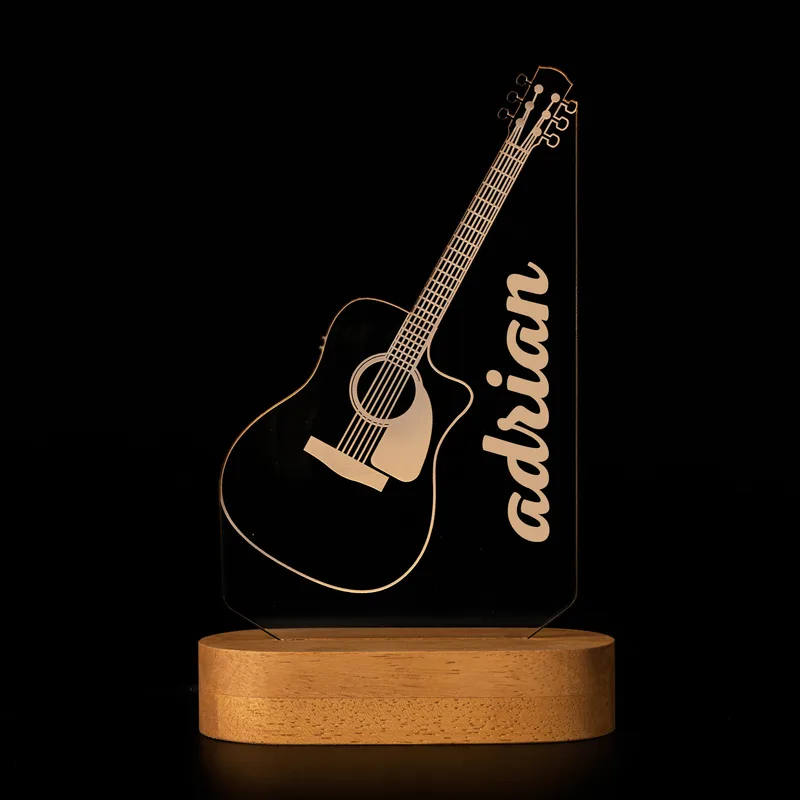 3D LED Lamp with Classic Guitar for Music Lovers