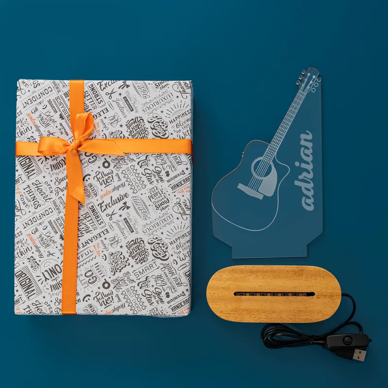 3D LED Lamp with Classic Guitar for Music Lovers