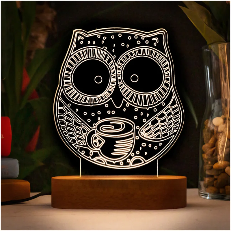 3D Led Lamp With Ethnic Owl Design