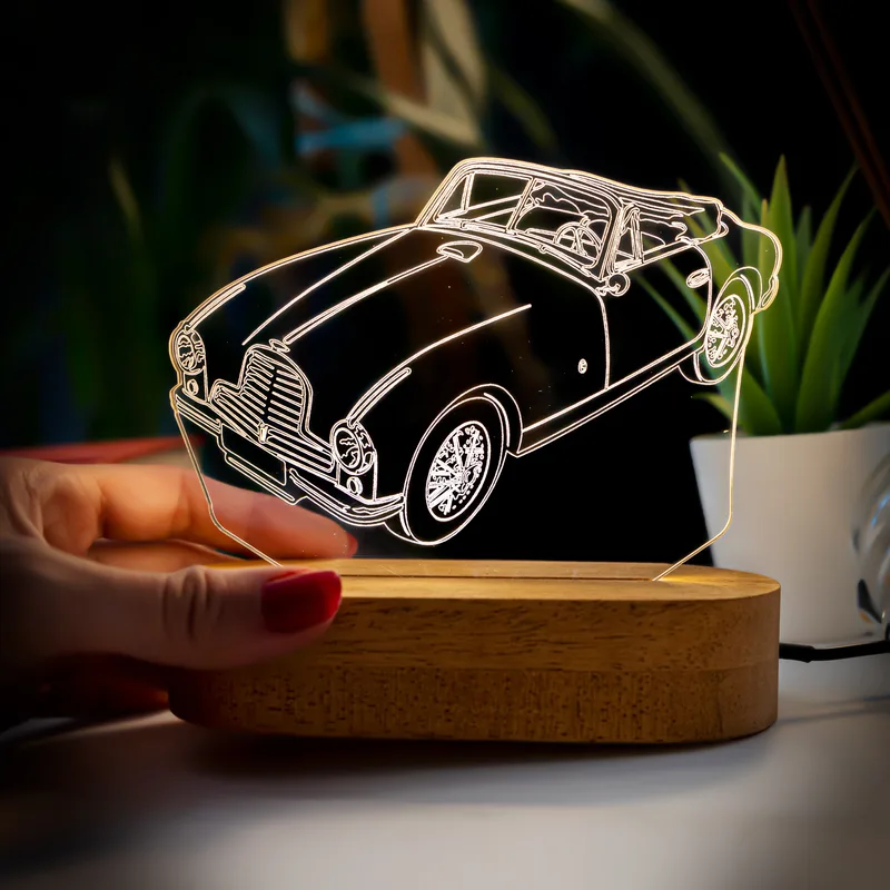 Vintage Car 3D LED Lamp for Car Enthusiasts