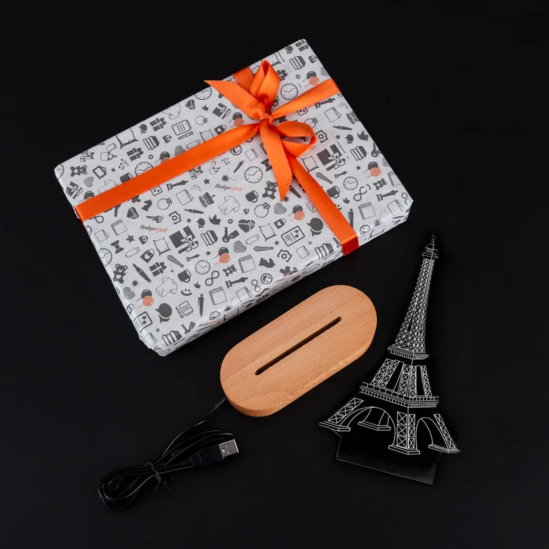 3D Led Lamp With Paris Eiffel Tower Design