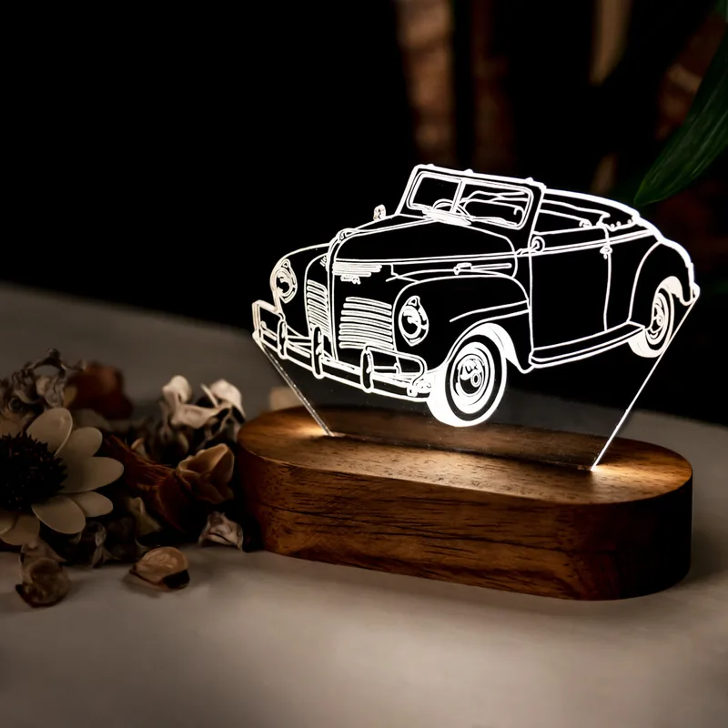 Vintage Car 3D LED Lamp - Perfect Gift for Car Lovers
