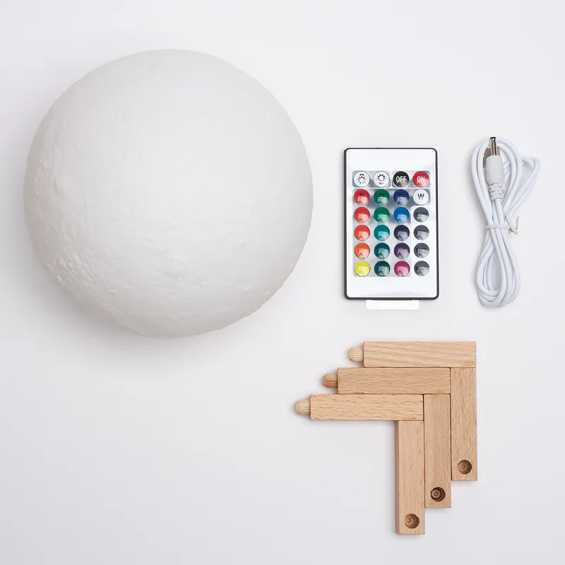3D Moon Night Lamp with Wooden Stand