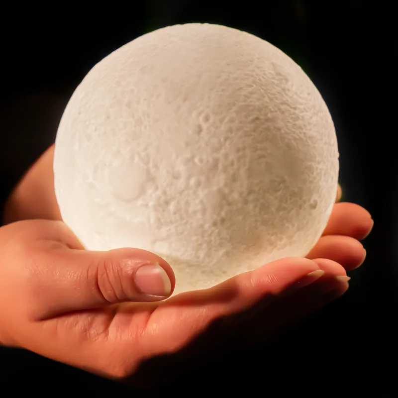 3D Moon Night Lamp with Wooden Stand