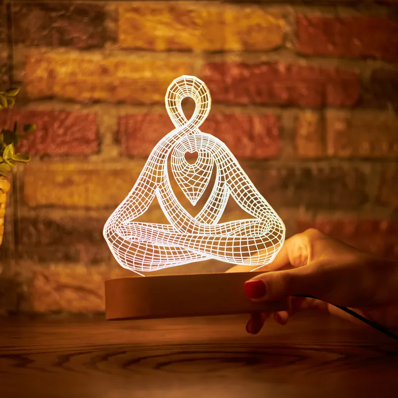 3D Yoga Design LED Night Lamp