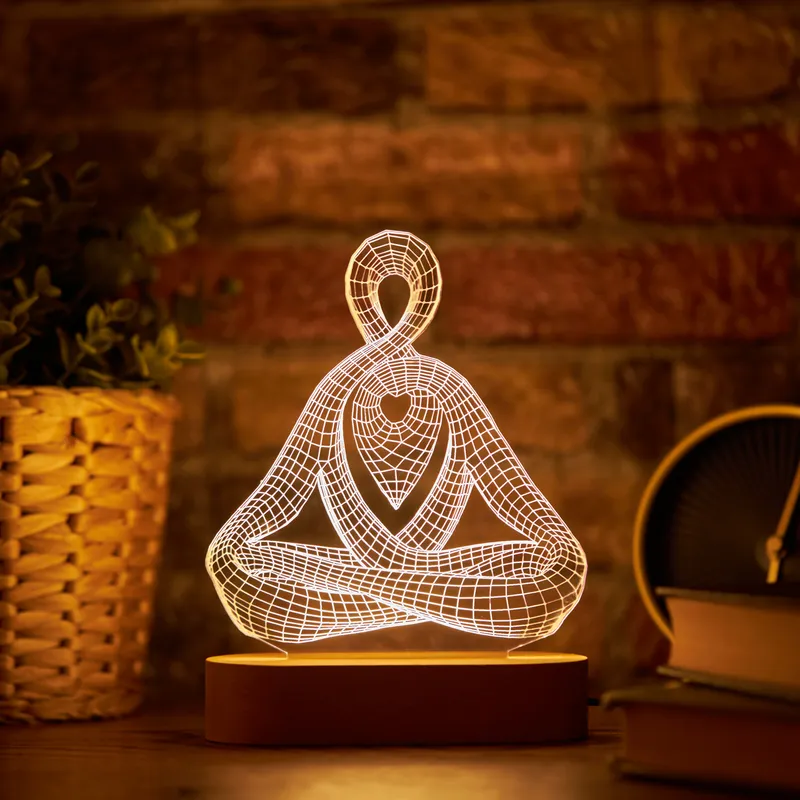 3D Yoga Design LED Night Lamp