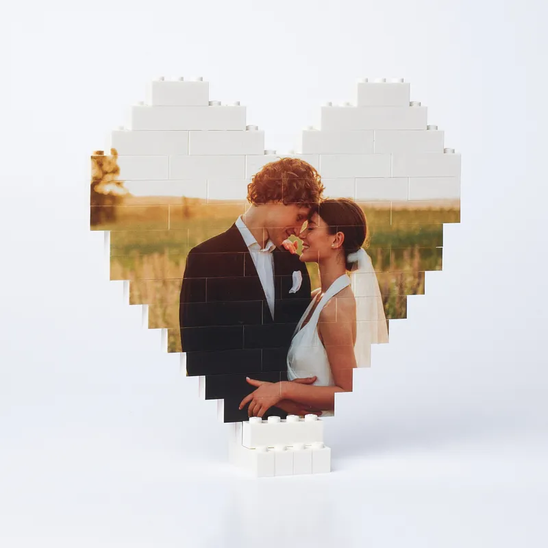 48-Piece Photo Heart Brick Puzzle