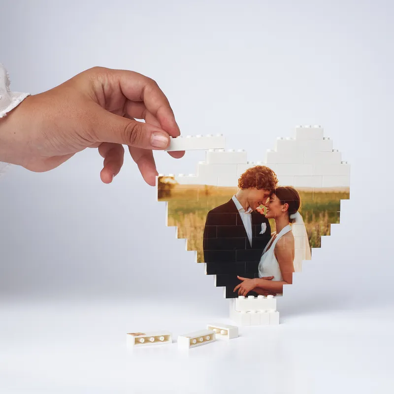 48-Piece Photo Heart Brick Puzzle