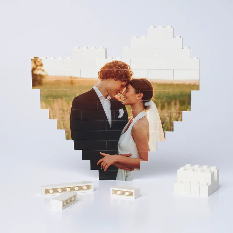 48-Piece Photo Heart Brick Puzzle