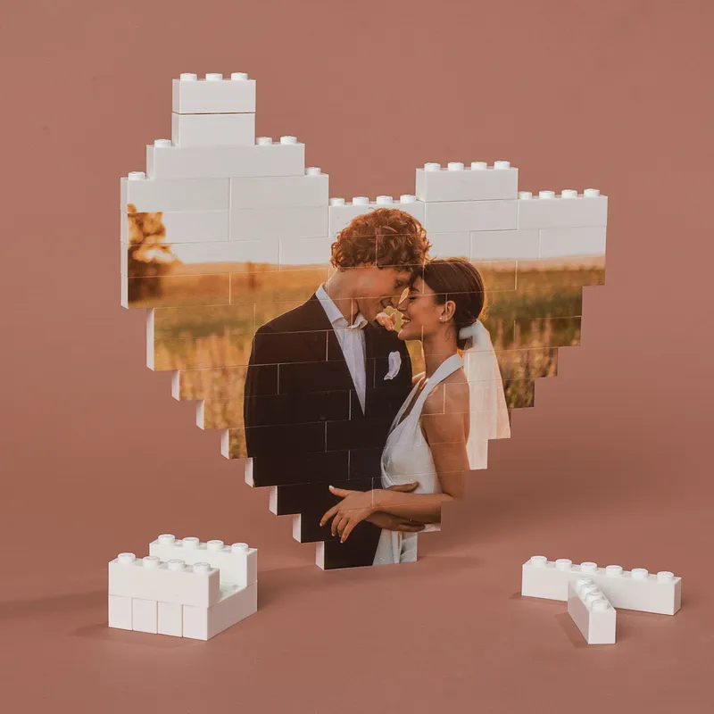 48-Piece Photo Heart Brick Puzzle