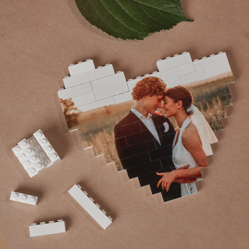 48-Piece Photo Heart Brick Puzzle