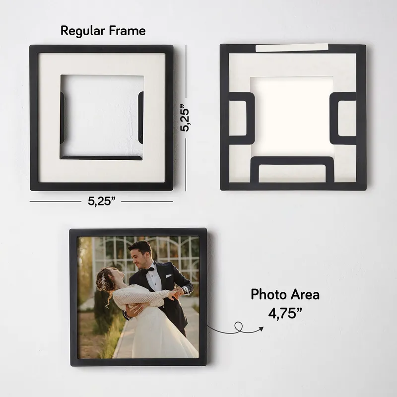 4 pcs Self Adhesive Photo Frame Set with Photo Prints