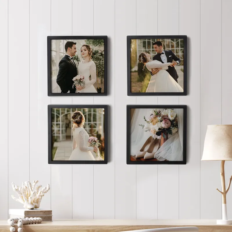 4 pcs Self Adhesive Photo Frame Set with Photo Prints