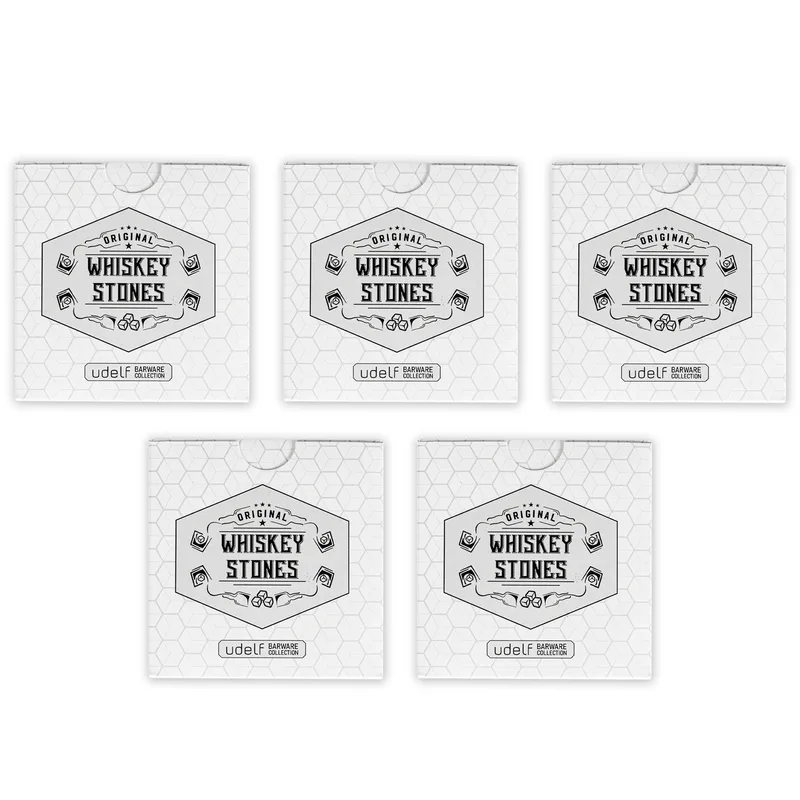 5-Pack of 12-Piece Premium Natural Marble Whiskey Stones