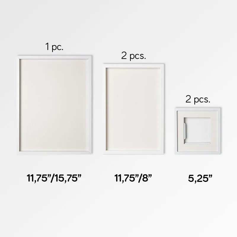 5pcs White Gallery Wall Picture Frame Set with Mat Bordered Photo Prints