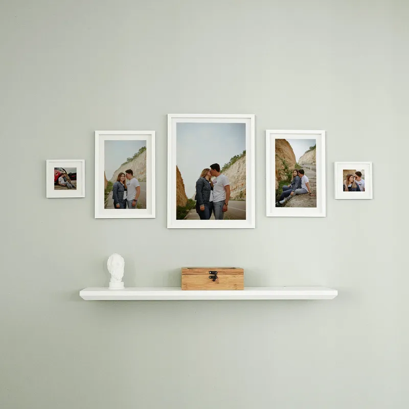 5pcs White Gallery Wall Picture Frame Set with Mat Bordered Photo Prints