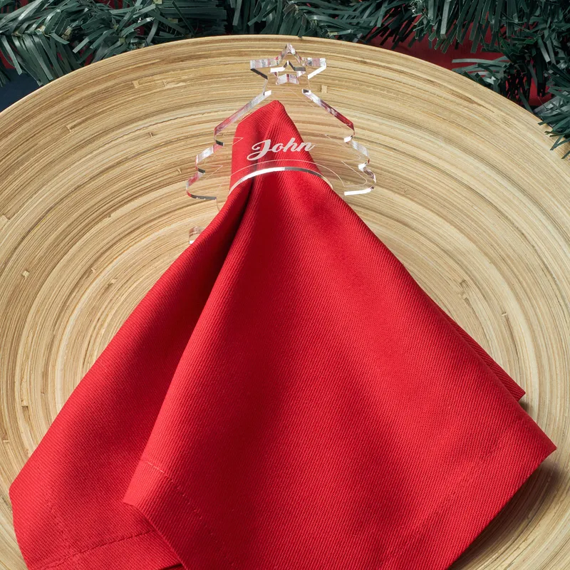 6 pcs Christmas Design Personalised Napkin Ring Set